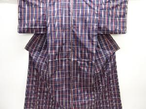 格子織出し米沢紬着物